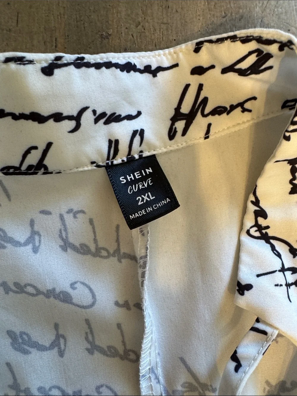 SHEIN Curve White Dress with Black Script Print - Picture 2 of 2